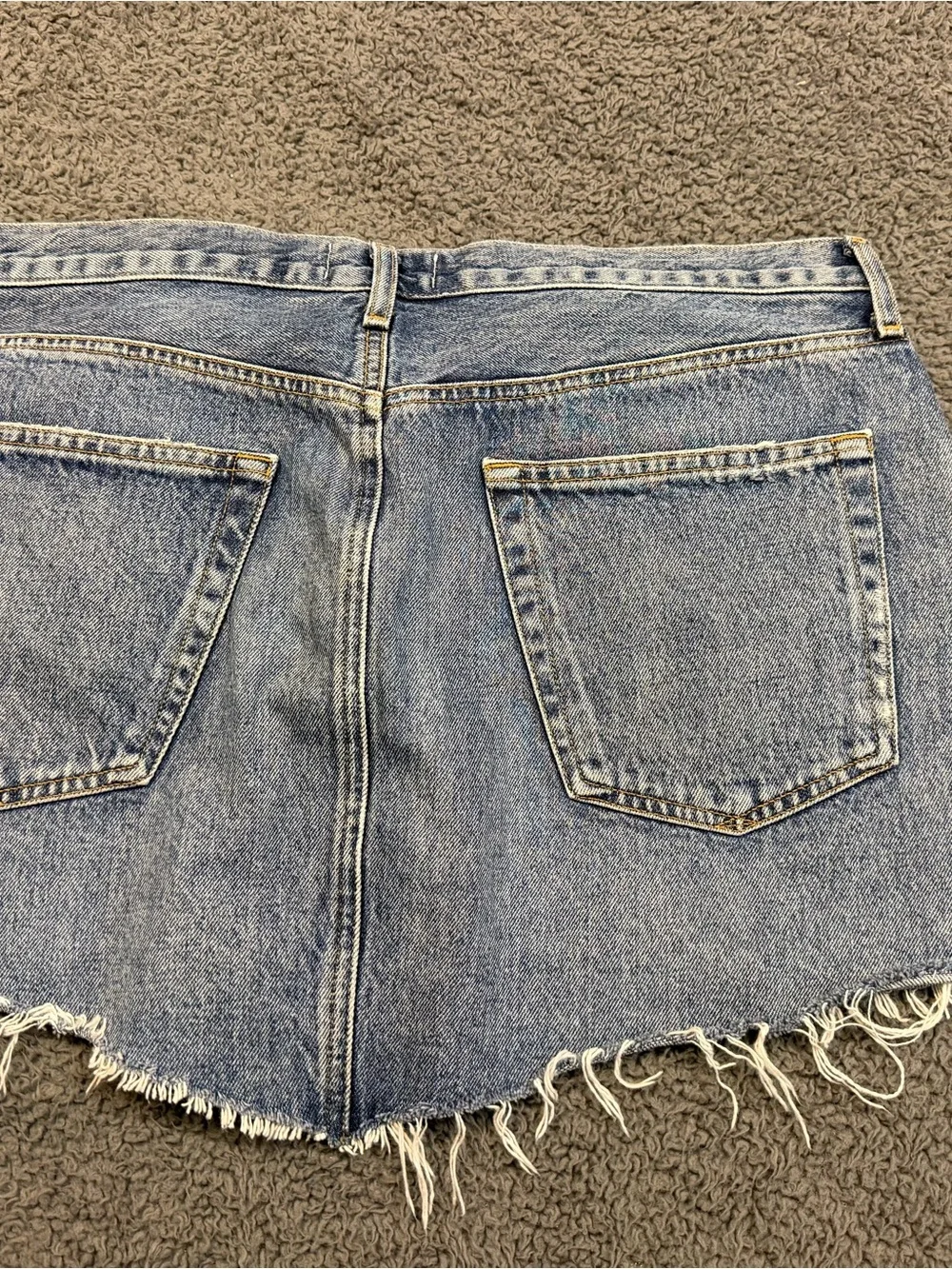 Agolde Light Blue Distressed Button-Front Jean Shorts